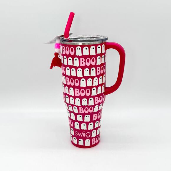 Swig Life 40 oz Mega Mug Faboolous Pink BOO Ghost Glow In Dark Halloween Tumbler - Picture 1 of 7